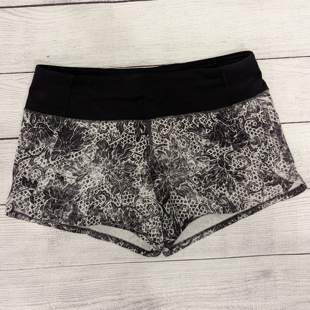 Lululemon Run Times Shorts 6 White Black Multi
